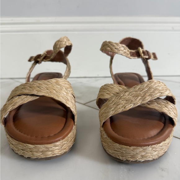 Dune London Euro 41 Straw Tan Natural Fiber Platform Ankle Wrap Sandals US Sz 10 - Picture 2 of 9